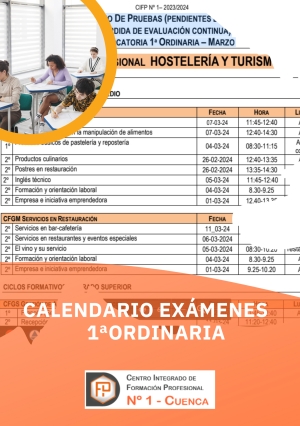 CALENDARIO EXÁMENES PRIMERA ORDINARIA