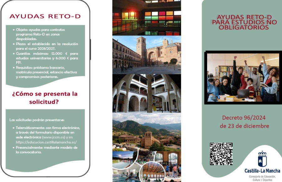 Castilla-La Mancha lanza las Ayudas Reto-D para frenar la despoblaci&oacute;n a trav&eacute;s de la educaci&oacute;n